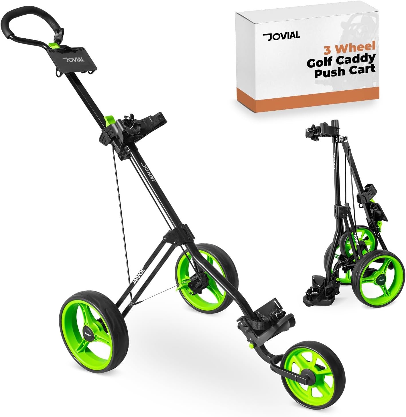 3 Wheel Golf Push Cart - Durable Steel Frame, Foot Brake, Deluxe Scorecard Holder, Patented Bag Holder, Ergonomic Adjustable Handle, Compact Folding Design, Extra Space for Gear Storage 1 3 Wheel Golf Push Cart - Durable Steel Frame, Foot Brake, Deluxe Scorecard Holder, Patented Bag Holder, Ergonomic Adjustable Handle, Compact Folding Design, Extra Space for Gear Storage