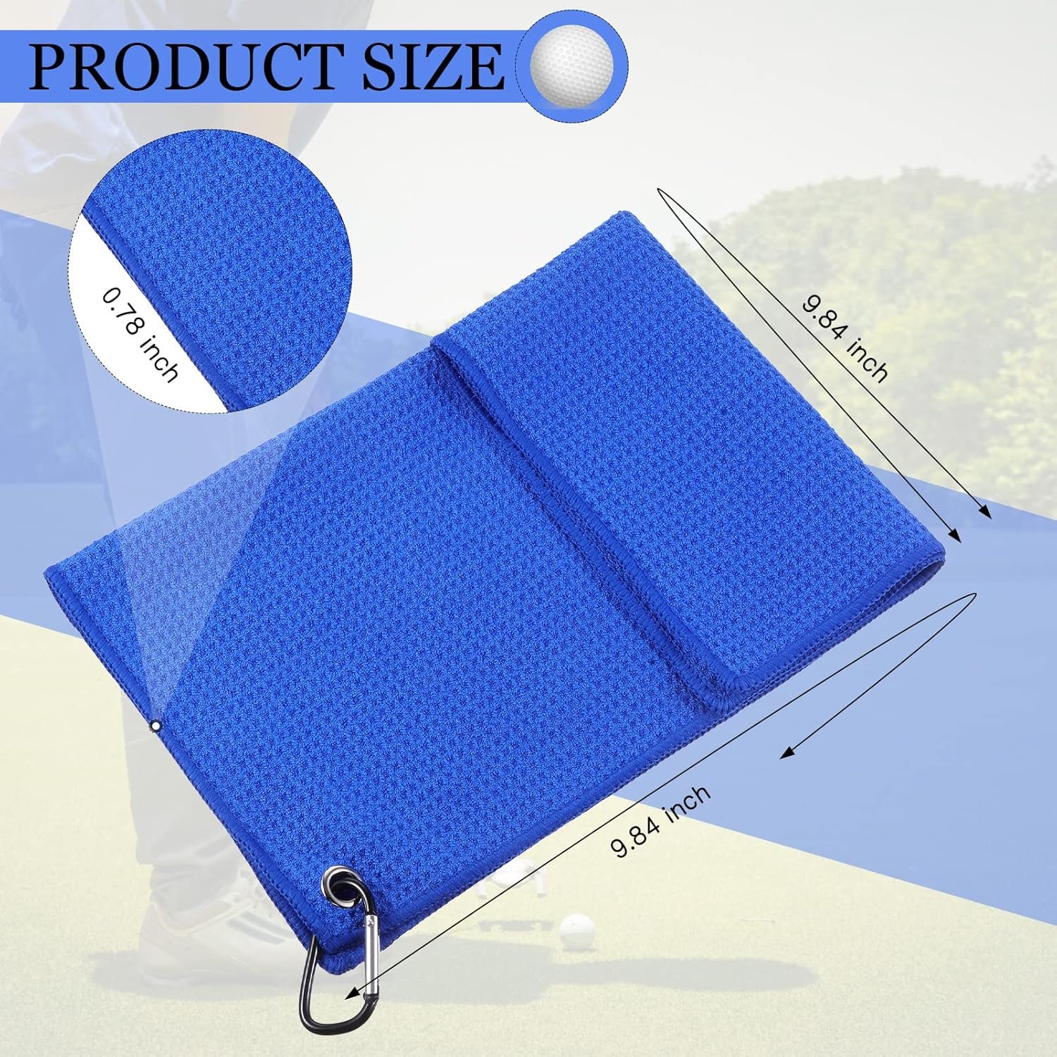 4 Pack Golf Towel for Bags Microfiber Fabric Towel Bag with Clip Waffle Pattern Golf Accessories for Men Women Ball Club Set, Multiple Colors - Image 2