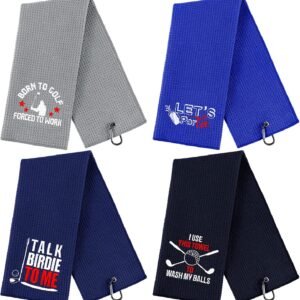 4 Pcs Funny Golf Towel Embroidered Golf Towels for Golfbags with Clip Golfclub Gifts for Men Women Birthday Gifts for Golfball Fan Retirement Present 24 x 16 Inch