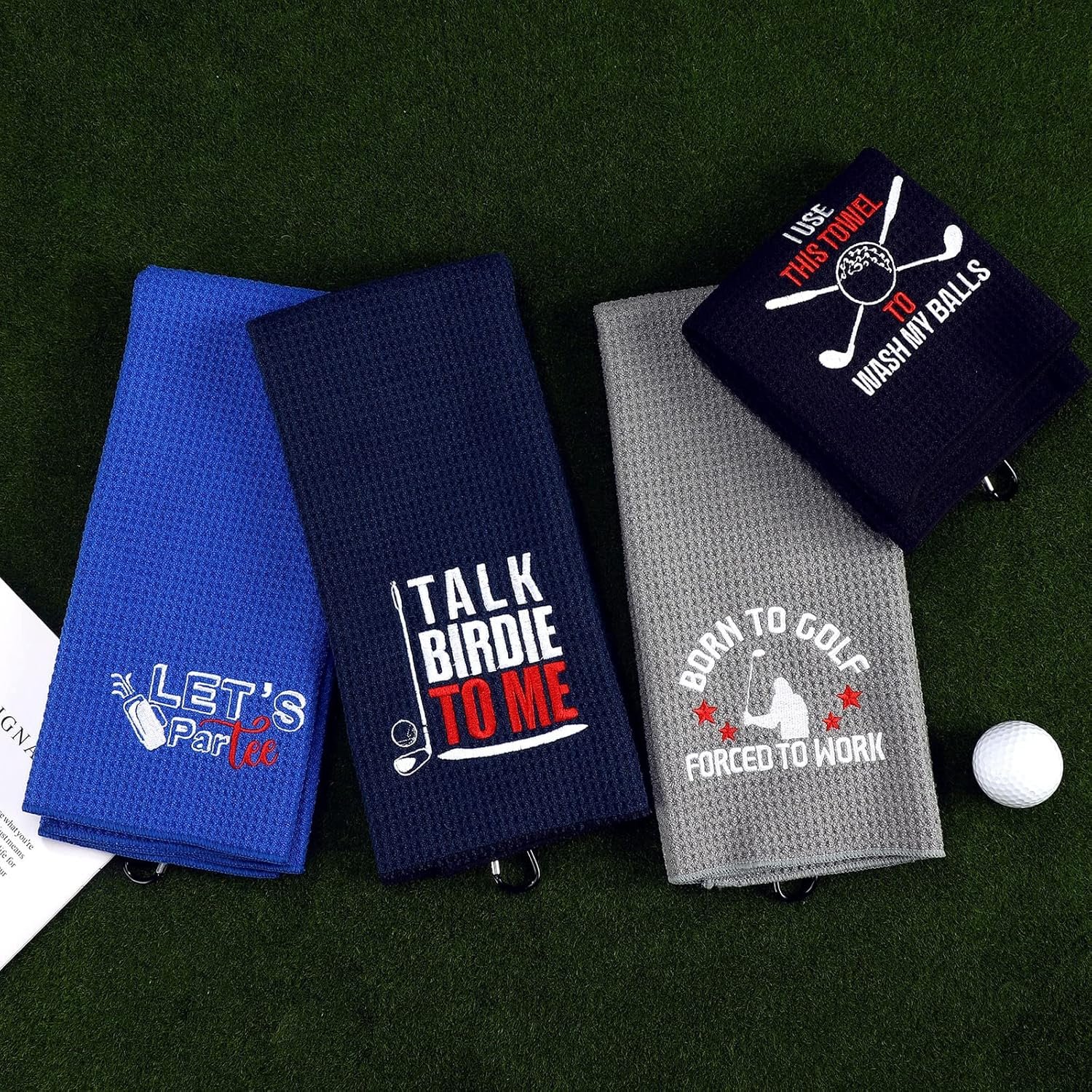 4 Pcs Funny Golf Towel Embroidered Golf Towels for Golfbags with Clip Golfclub Gifts for Men Women Birthday Gifts for Golfball Fan Retirement Present 24 x 16 Inch 2 4 Pcs Funny Golf Towel Embroidered Golf Towels for Golfbags with Clip Golfclub Gifts for Men Women Birthday Gifts for Golfball Fan Retirement Present 24 x 16 Inch - Image 2
