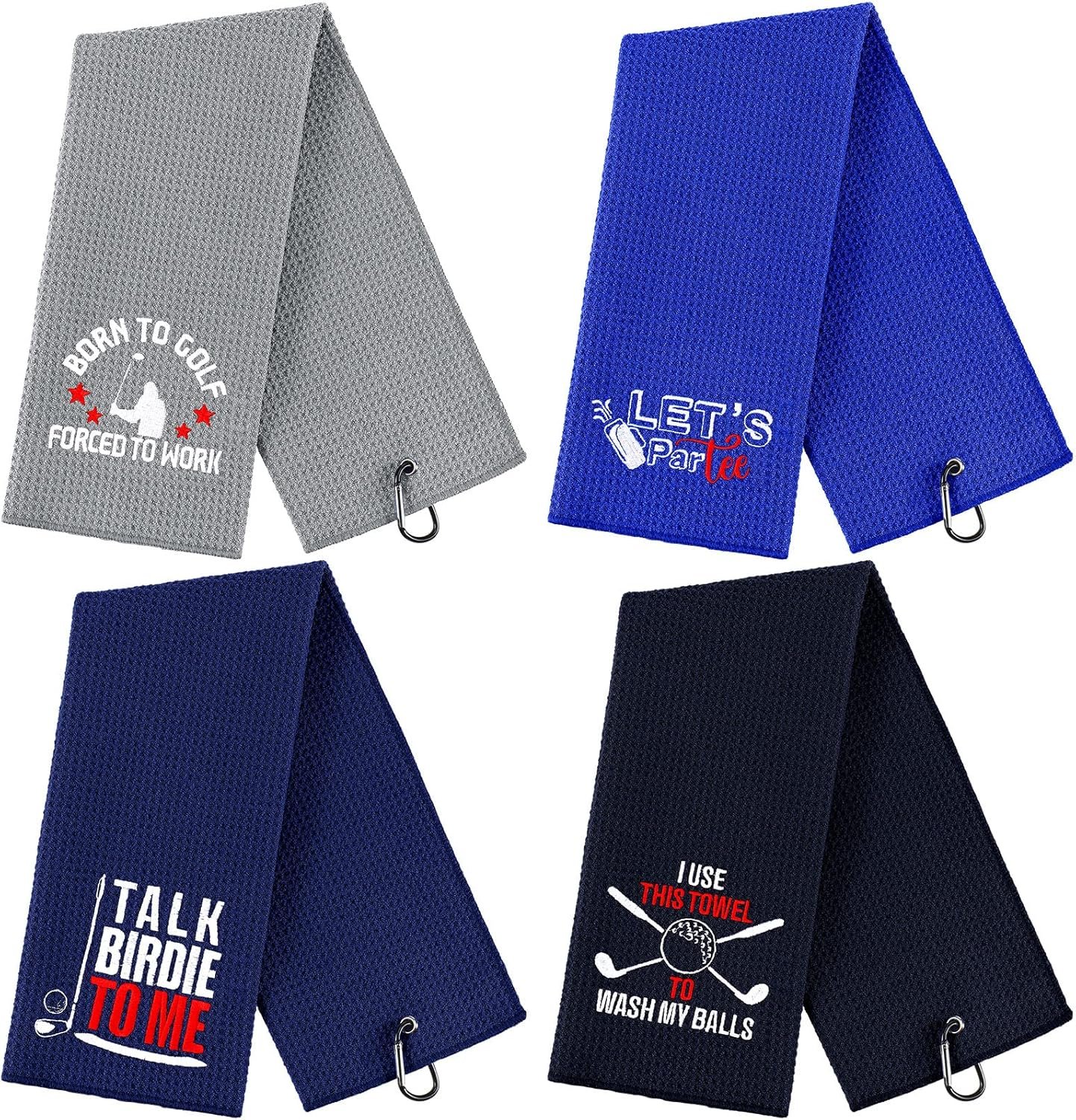 4 Pcs Funny Golf Towel Embroidered Golf Towels for Golfbags with Clip Golfclub Gifts for Men Women Birthday Gifts for Golfball Fan Retirement Present 24 x 16 Inch 1 4 Pcs Funny Golf Towel Embroidered Golf Towels for Golfbags with Clip Golfclub Gifts for Men Women Birthday Gifts for Golfball Fan Retirement Present 24 x 16 Inch