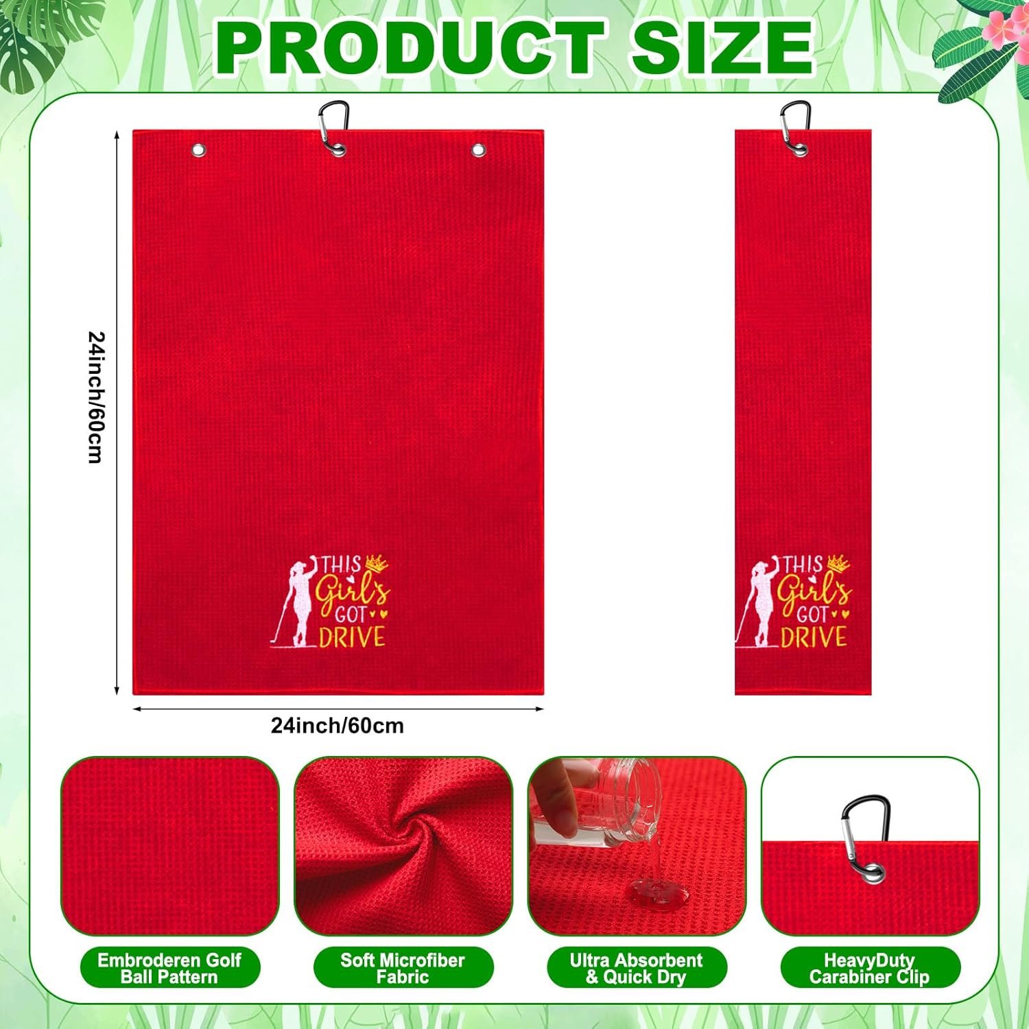 9 Pcs Golf Towel Bulk 24 x 16 Inches Microfiber Waffle Towel with Clip Tri Fold Portable Rag Accessories for Golf Bag Mini Tournament Club Yoga Fitness Remove Sand Mud Dirt Sweat(Classic) 2 9 Pcs Golf Towel Bulk 24 x 16 Inches Microfiber Waffle Towel with Clip Tri Fold Portable Rag Accessories for Golf Bag Mini Tournament Club Yoga Fitness Remove Sand Mud Dirt Sweat(Classic) - Image 2