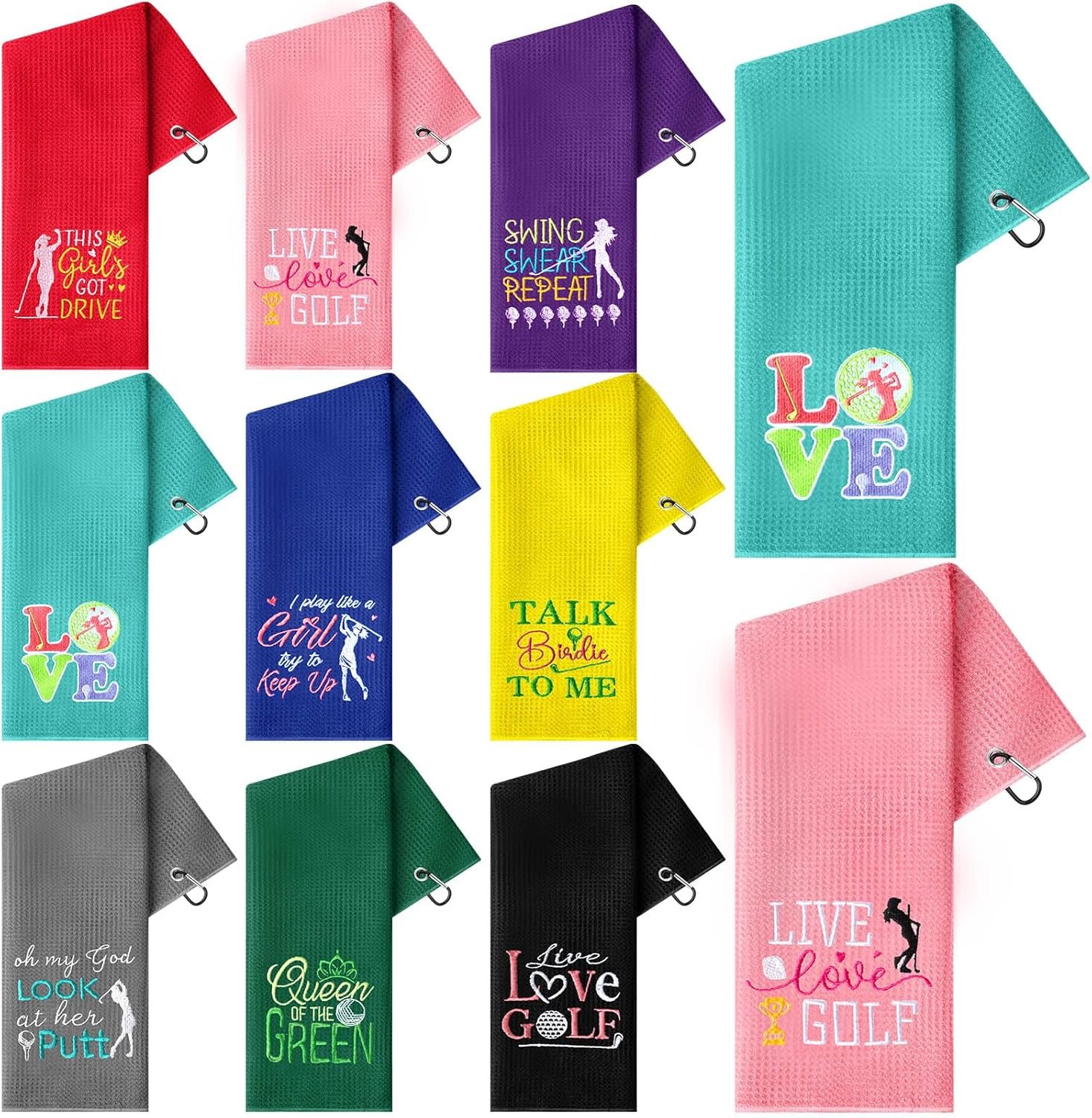 9 Pcs Golf Towel Bulk 24 x 16 Inches Microfiber Waffle Towel with Clip Tri Fold Portable Rag Accessories for Golf Bag Mini Tournament Club Yoga Fitness Remove Sand Mud Dirt Sweat(Classic) 1 9 Pcs Golf Towel Bulk 24 x 16 Inches Microfiber Waffle Towel with Clip Tri Fold Portable Rag Accessories for Golf Bag Mini Tournament Club Yoga Fitness Remove Sand Mud Dirt Sweat(Classic)