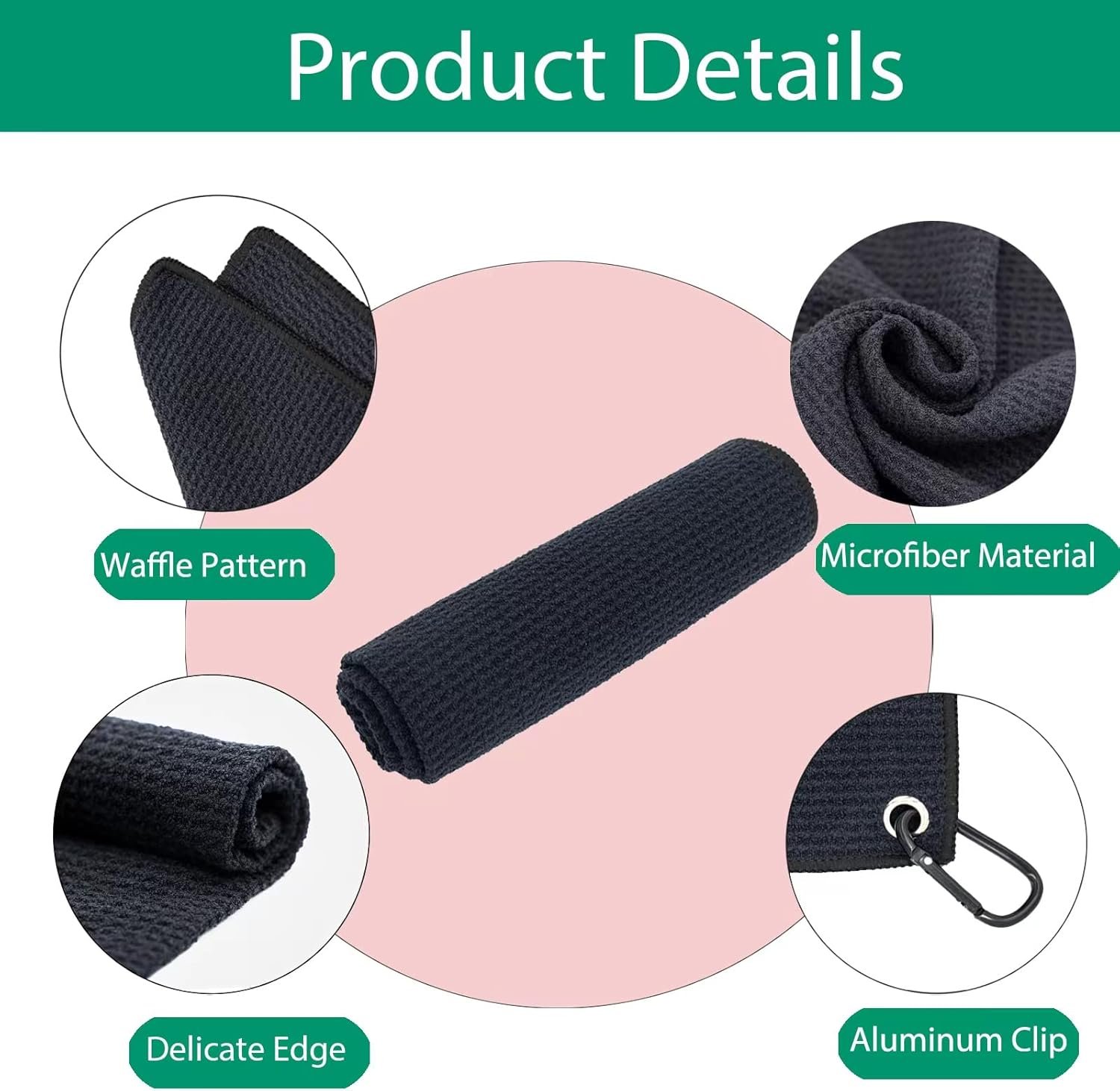 ATTRACTIVE Golf Towel Set, Golf Towel and a Golf Brush, Microfiber Waffle Pattern Towels 2 ATTRACTIVE Golf Towel Set, Golf Towel and a Golf Brush, Microfiber Waffle Pattern Towels - Image 2