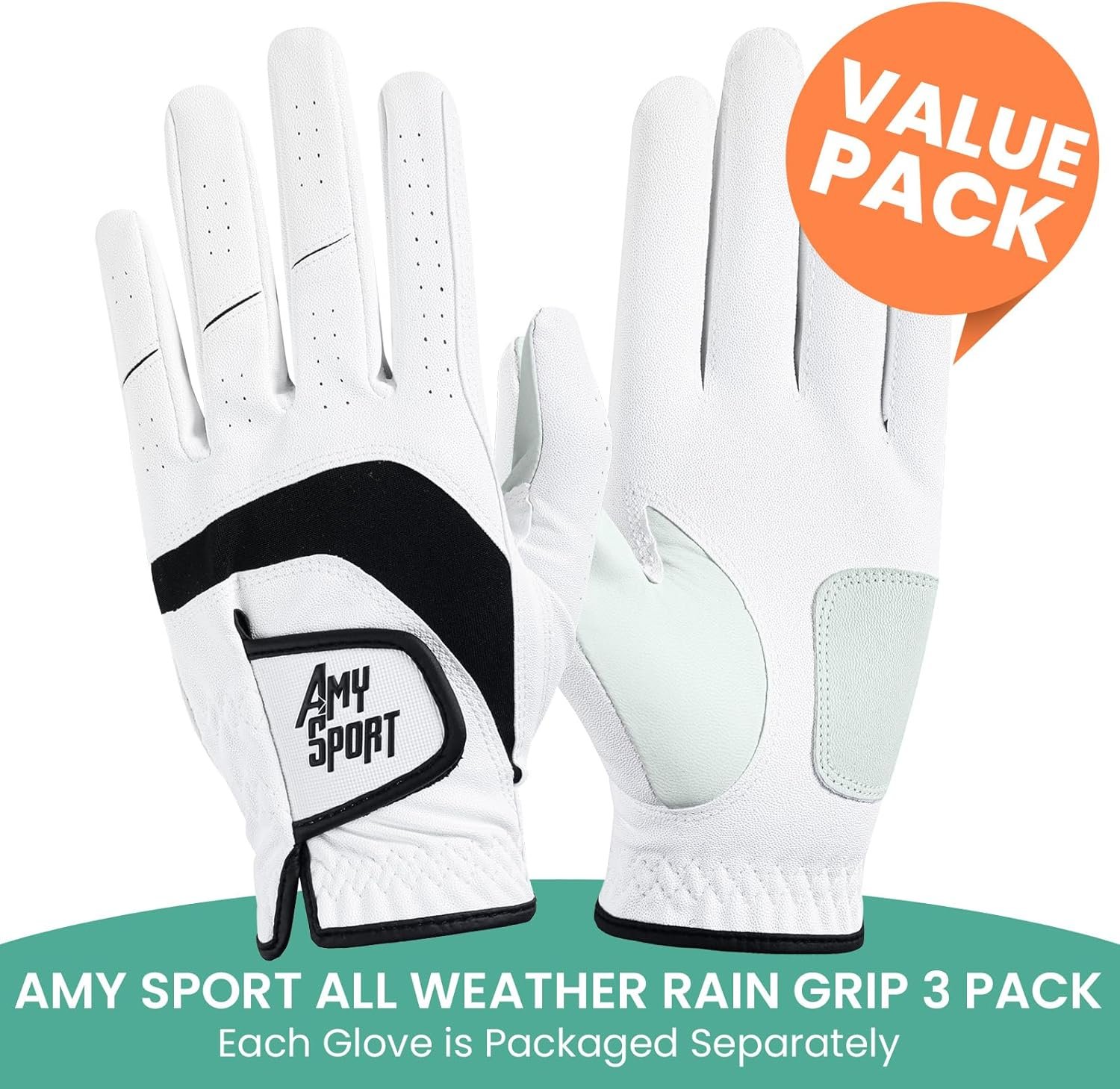 Amy Sport Golf Gloves Men Right Handed Golfer Left Hand 3 Pack PU Leather All Weather Grip Soft Breathable Flexible for Mens 2 Amy Sport Golf Gloves Men Right Handed Golfer Left Hand 3 Pack PU Leather All Weather Grip Soft Breathable Flexible for Mens - Image 2