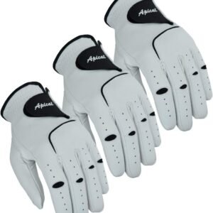 Apical Premium Leather Golf Glove Stable Grip Mens Golf Gloves Durable Value Pack (Pack of 3) Genuine Cabretta Leather Golf Gloves Men Left Hand (Regular Sizes)