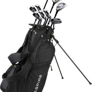 Aspire XD1 Complete Mens Golf Club Set, Includes Titanium Driver, S.S. Fairway, S.S. Hybrid, S.S. 6-PW Irons, Putter, Bag, 3 H/C's, Right & Left Handed Golf Clubs