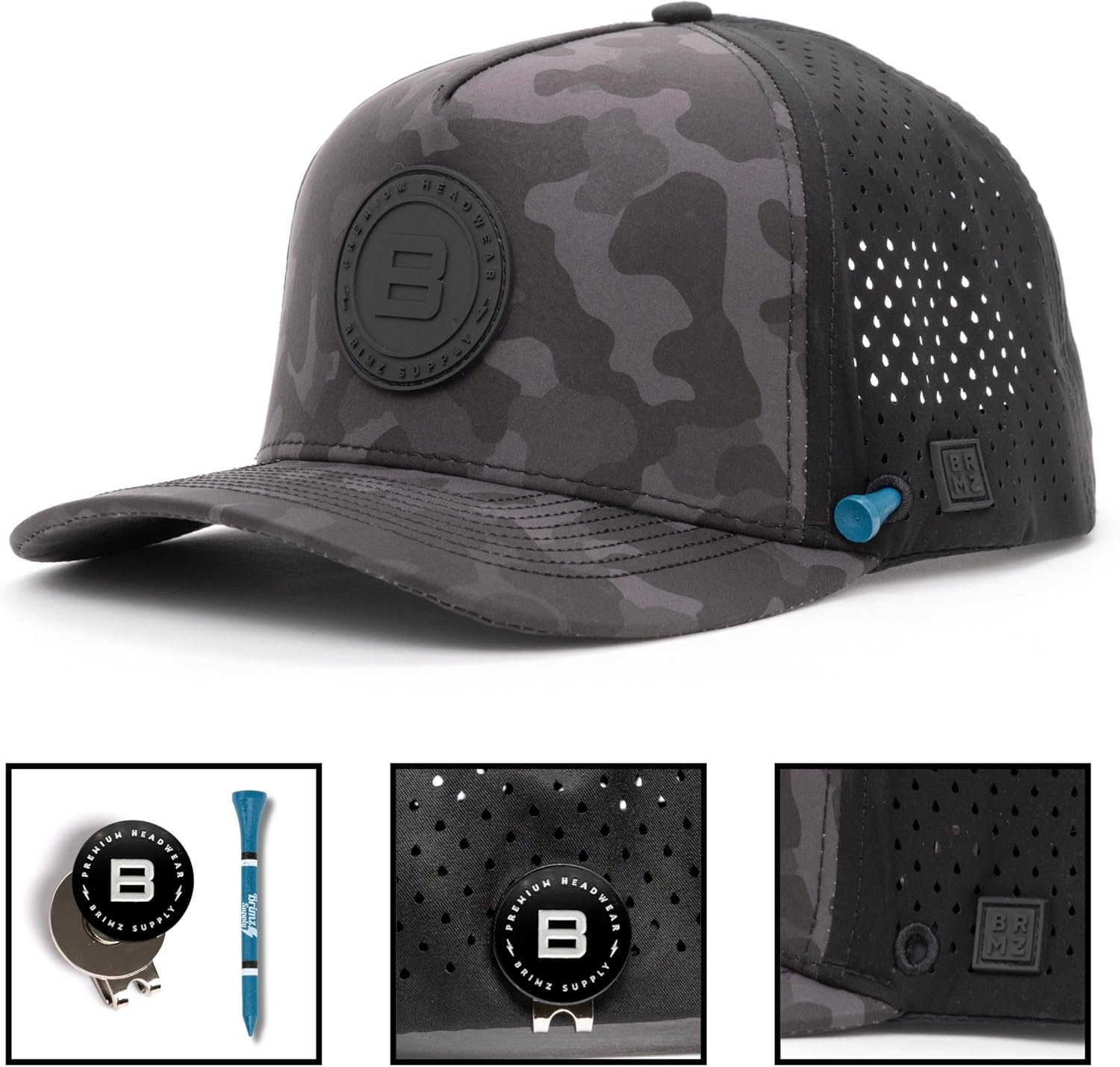 BRIMZ Golf Performance Hat - Tee Holder & Magnetic Ball Marker - Breathable, Sweat & Water Resistant Golfing Snapback Hat 2 BRIMZ Golf Performance Hat - Tee Holder & Magnetic Ball Marker - Breathable, Sweat & Water Resistant Golfing Snapback Hat - Image 2