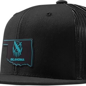 Branded Bills Oklahoma Turquoise PVC Flat Trucker, Snapback Closure, Lightweight, Comfortable Baseball Cap