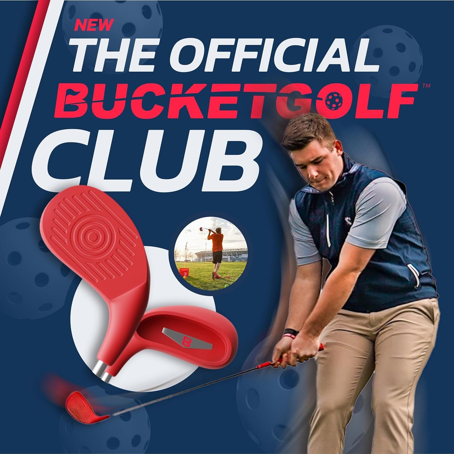 BucketGolf Club - Backyard Outdoor Golf Club with Oversize Club Head to Play BucketGolf, Hit Plastic Or Foam Golf Balls in Grass, Parks, Yards 2 BucketGolf Club - Backyard Outdoor Golf Club with Oversize Club Head to Play BucketGolf, Hit Plastic Or Foam Golf Balls in Grass, Parks, Yards - Image 2