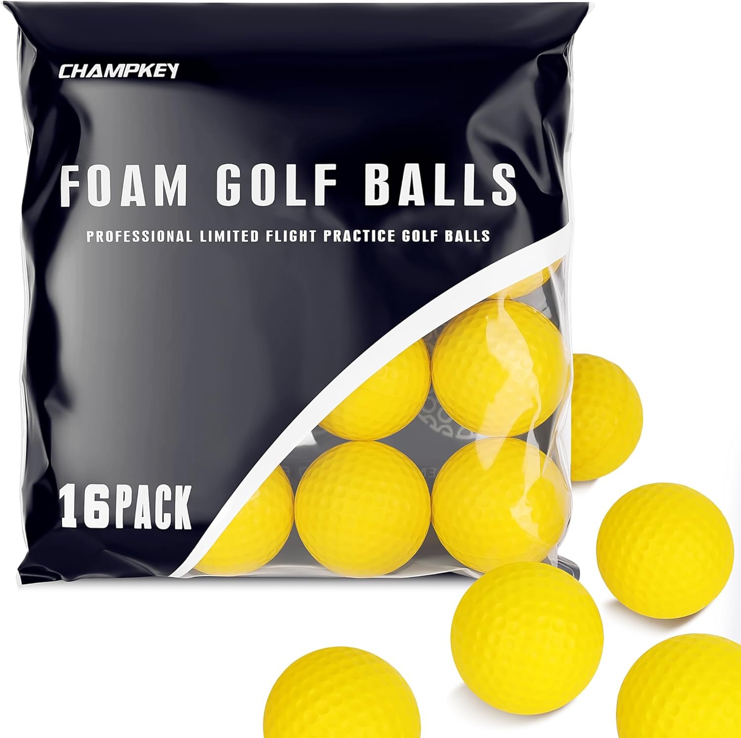 CHAMPKEY Practice Foam Golf Balls - 16 or 32 Pack | Limited Flight, True Spin and Feel Training Balls 1 CHAMPKEY Practice Foam Golf Balls - 16 or 32 Pack | Limited Flight, True Spin and Feel Training Balls