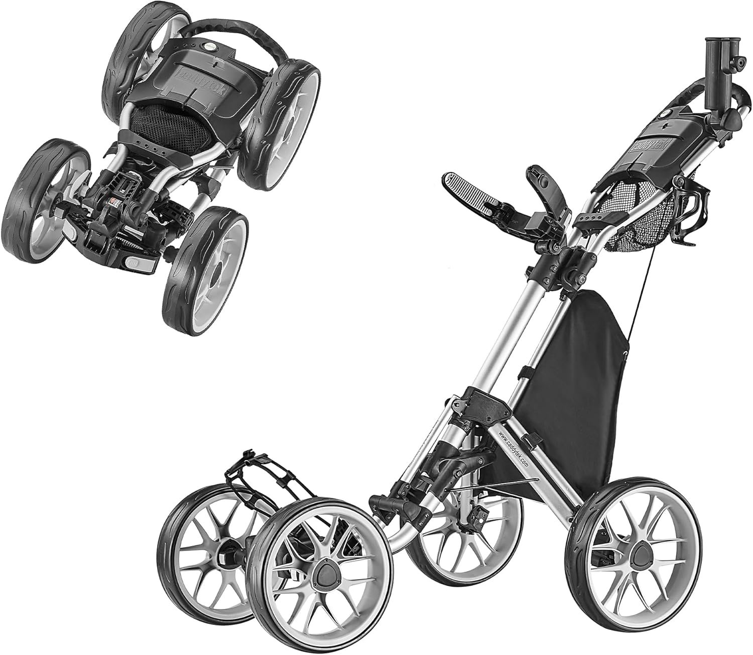 CaddyTek 4 Wheel Golf Push Cart - Caddycruiser One Version 8 1-Click Folding Trolley - Lightweight, Compact Pull Caddy Cart, Easy to Open 1 CaddyTek 4 Wheel Golf Push Cart - Caddycruiser One Version 8 1-Click Folding Trolley - Lightweight, Compact Pull Caddy Cart, Easy to Open