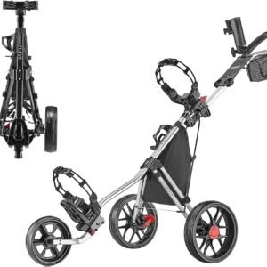 CaddyTek CaddyLite 11.5 Version 3 Golf Push Cart – 3-Wheel, SuperLite Deluxe, Lightweight, Easy to Fold, Compact & Portable