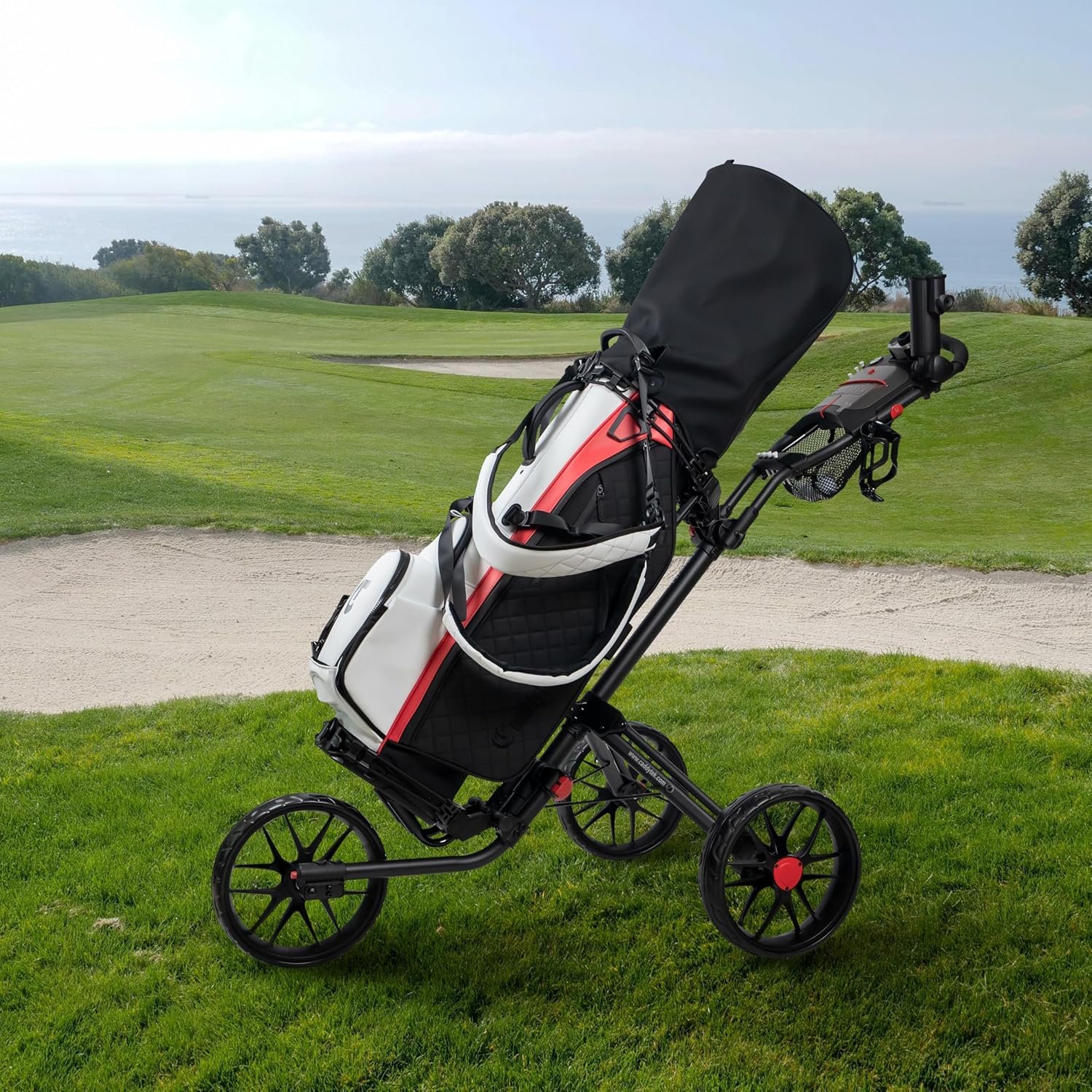 CaddyTek Caddylite 15.3 V2 Golf Push Cart, Deluxe Quad-Fold, Lightweight, 3 Colors 2 CaddyTek Caddylite 15.3 V2 Golf Push Cart, Deluxe Quad-Fold, Lightweight, 3 Colors - Image 2
