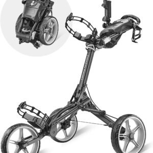 Caddytek CaddyLite Compact 3-Wheel Golf Push Cart – Lightweight Folding Golf Trolley with Hand Brake, EVA Wheels, Umbrella Holder, Storage Console, and Travel-Ready Design