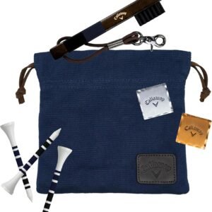 Callaway Heritage Golf Accessories Kit - Features a Premium Club Brush, valuables Pouch, tees and a Gold and Silver Metal Golf Ball Marker