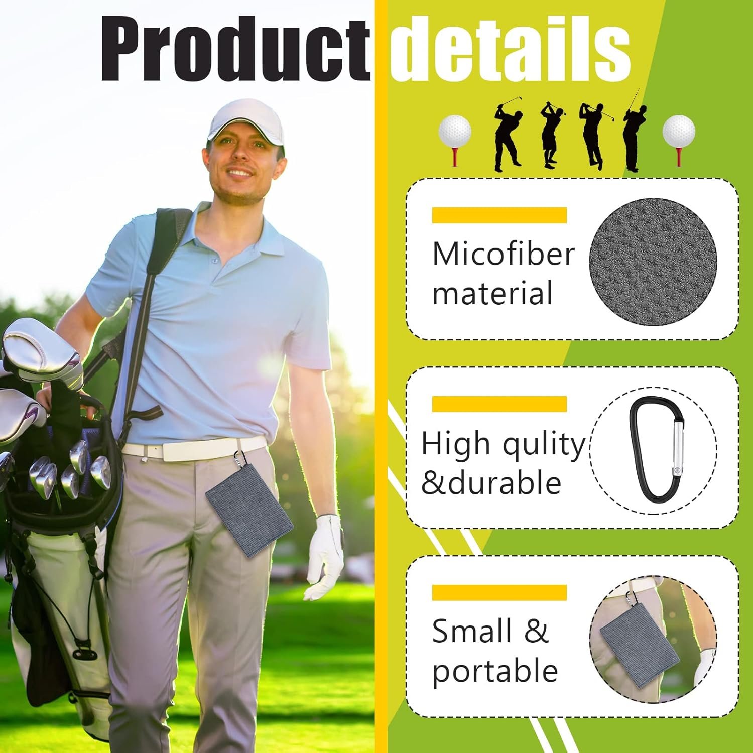 Cindeer 6 Pcs Tri-fold Golf Towel 16 x 23 Inch Microfiber Fabric Golf Towels with Heavy Duty Clip Waffle Pattern 6 Color Options(Dark Color) 2 Cindeer 6 Pcs Tri-fold Golf Towel 16 x 23 Inch Microfiber Fabric Golf Towels with Heavy Duty Clip Waffle Pattern 6 Color Options(Dark Color) - Image 2
