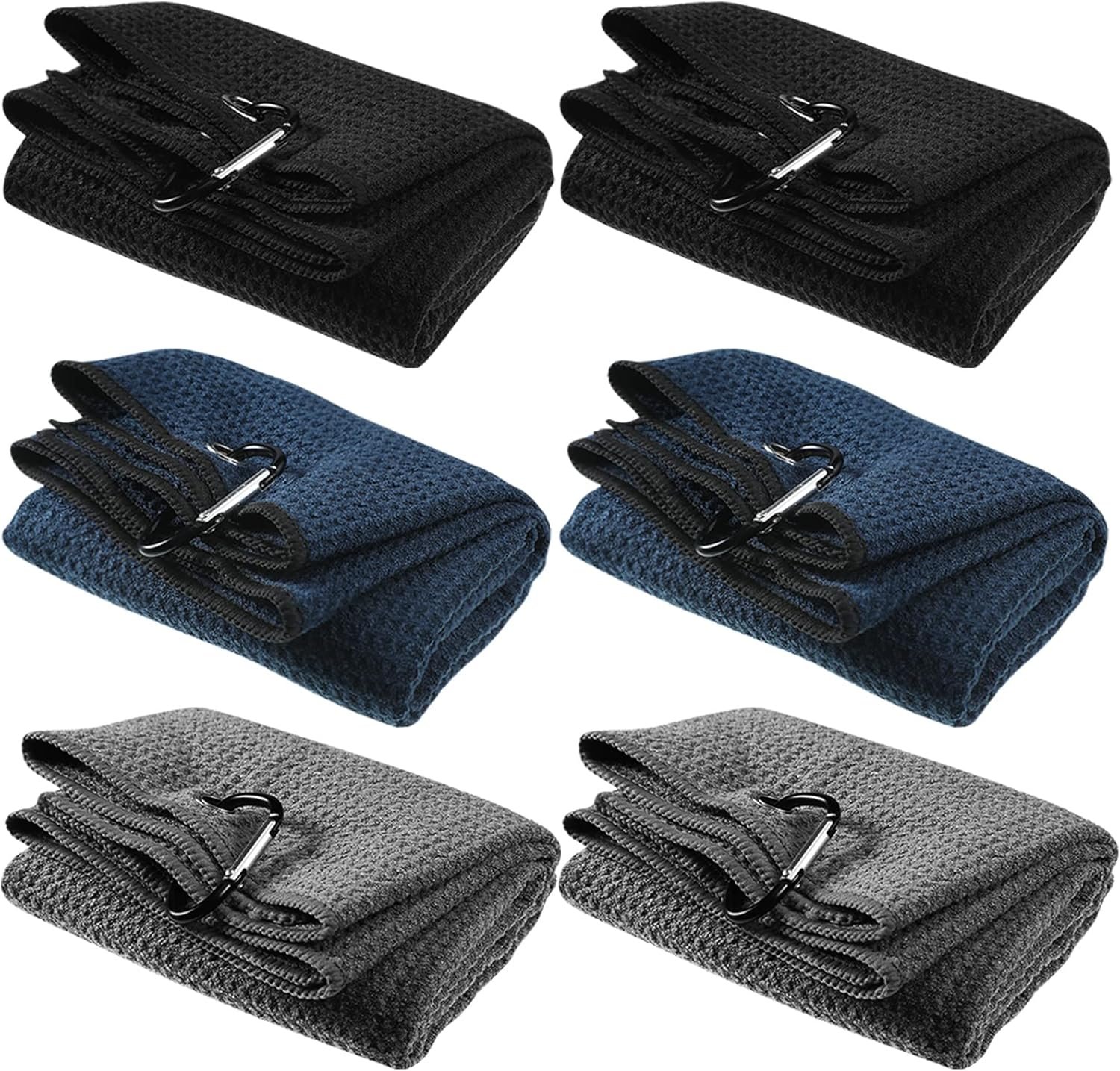 Cindeer 6 Pcs Tri-fold Golf Towel 16 x 23 Inch Microfiber Fabric Golf Towels with Heavy Duty Clip Waffle Pattern 6 Color Options(Dark Color) 1 Cindeer 6 Pcs Tri-fold Golf Towel 16 x 23 Inch Microfiber Fabric Golf Towels with Heavy Duty Clip Waffle Pattern 6 Color Options(Dark Color)