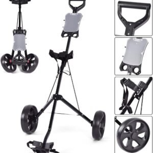 DORTALA Golf Cart, 2 Wheel Foldable Golf Trolley Push Pull Cart with Scoreboard, Multifunctional and Convenient Golf Cart Quickly Opened and Closed
