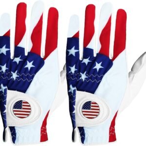 FINGER TEN Golf Gloves Men Right Handed Golfer Left Hand with Ball Marker 2 Pack Leather Breathable Comfortable Weathersof Grip Size Small Medium ML Large XL