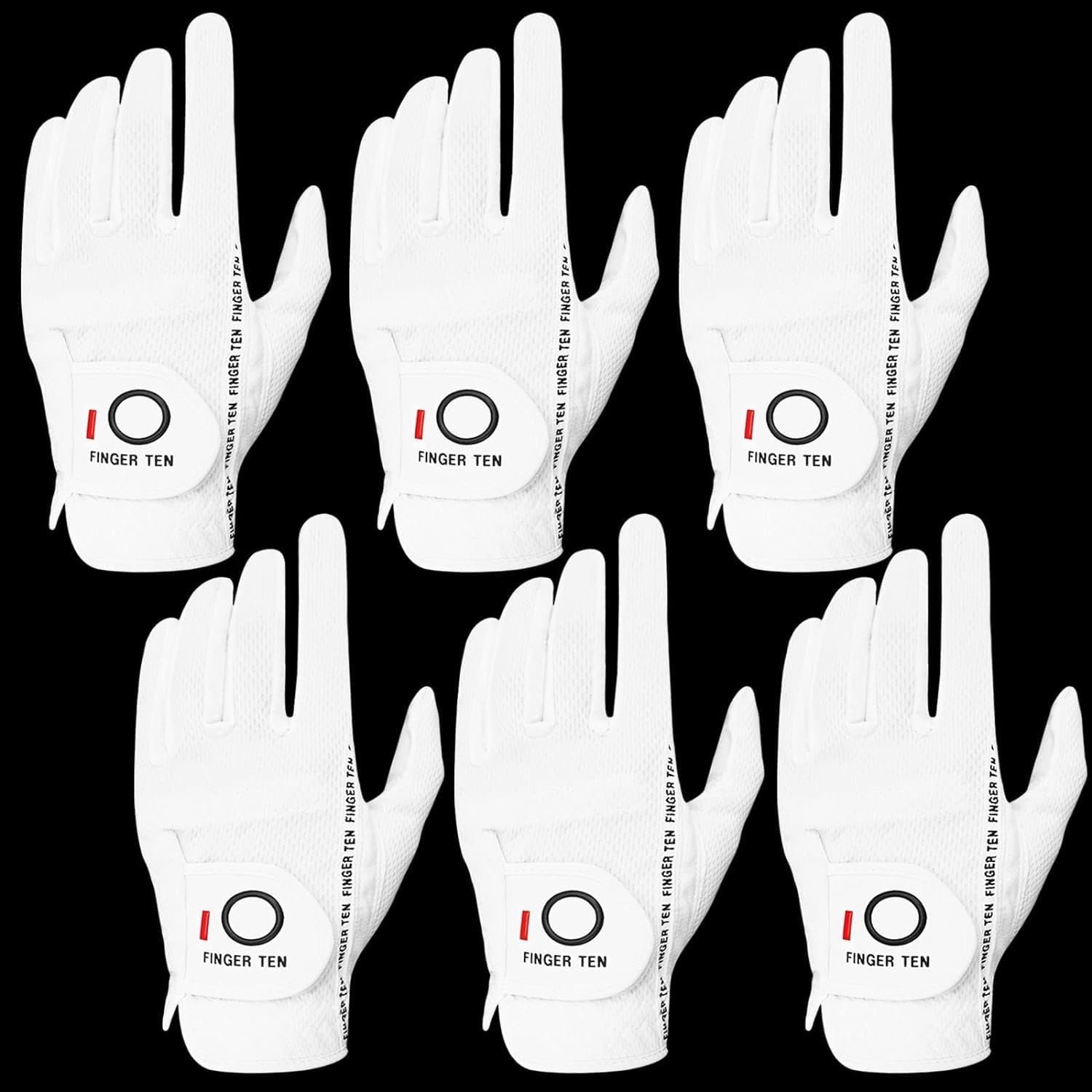 FINGER TEN Golf Gloves Men Right Left Handed Golfer Mens Glove RainGrip Hot Wet Weather Value 6 Pack, All Weather in Small Medium M/Large Large XL XXL 3XL 1 FINGER TEN Golf Gloves Men Right Left Handed Golfer Mens Glove RainGrip Hot Wet Weather Value 6 Pack, All Weather in Small Medium M/Large Large XL XXL 3XL