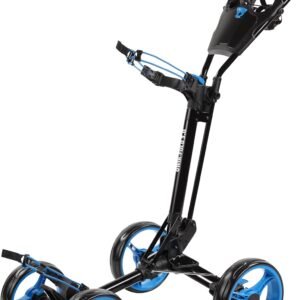 Folding Golf Push Cart 4 Wheel with Foot Brake – 1-Second Open & Close Golf Bag Cart, Adjustable Handle, Ball-Bearing Wheels, Lightweight Aluminum Frame, Umbrella Holder Included
