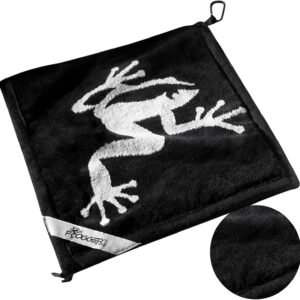 Frogger Amphibian 2-in-1 Golf Towel with Wet and Dry Technology, Black/Grey, Premium Golf Bag Accessory with Carabiner Clip, Ultra Absorbent, for Golf Dads