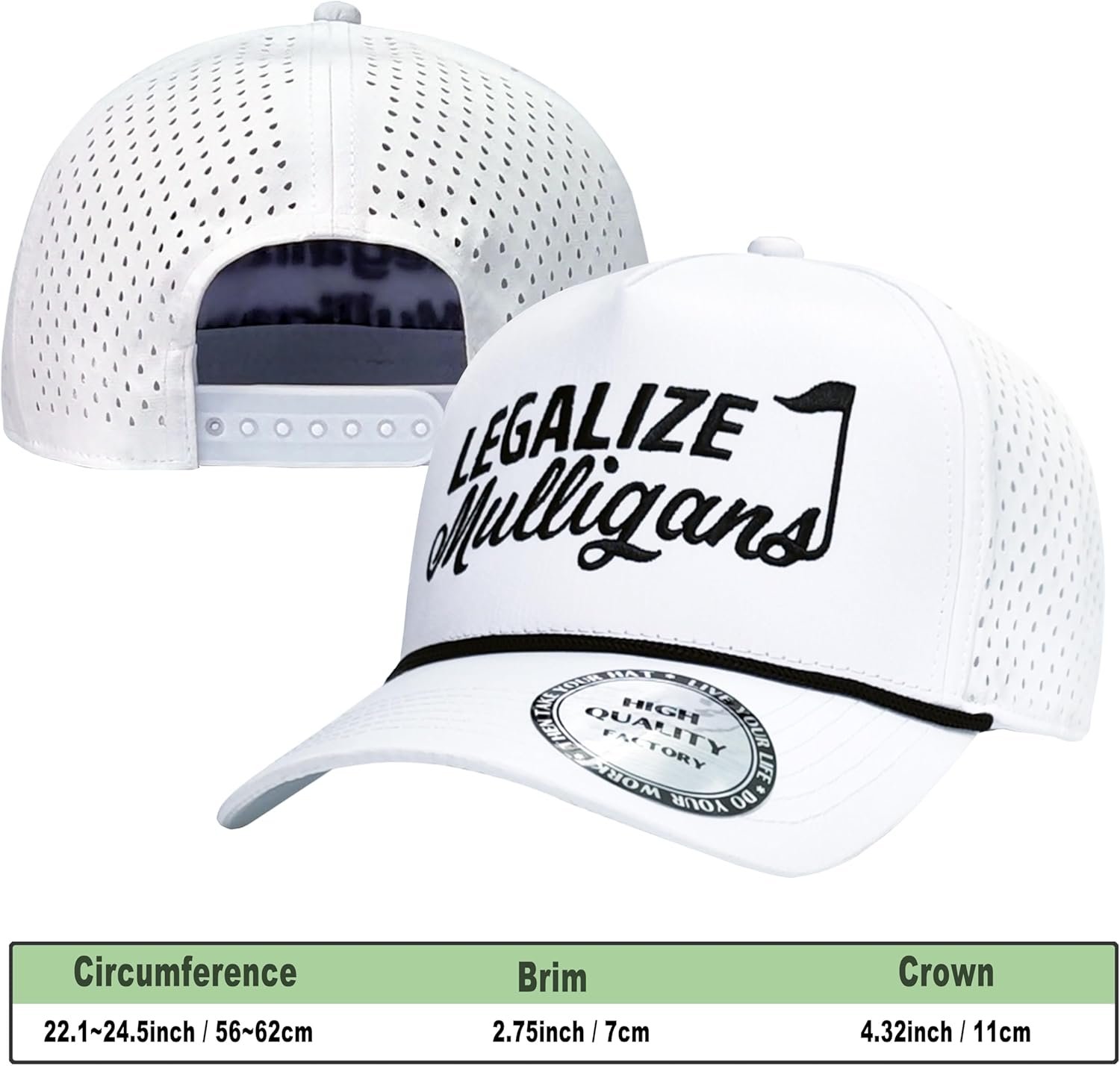 Funny Golf Hats Funny Golf Gifts for Men,Golf Rope Hat for Men,Legalize Mulligans - Black/White 2 Funny Golf Hats Funny Golf Gifts for Men,Golf Rope Hat for Men,Legalize Mulligans - Black/White - Image 2