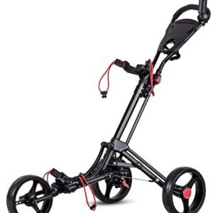 GRAFFY Golf Push Cart, 3 Wheels Folding Golf Trolley with with Foot Brake Umbrella & Tee Holder, Lightweight Pushcart with Adjustable Handle, Aluminum Collapsible Golf Pull Cart