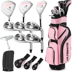 GYMAX Complete Golf Club Set for Women, 12/14 PCS Right Hand Golf Set Includes #1 Driver & #3 Fairway & #4 Hybrid & #6/#7/#8/#9/#P Irons, Putter & Head Covers, Ladies Golf Clubs Full Set