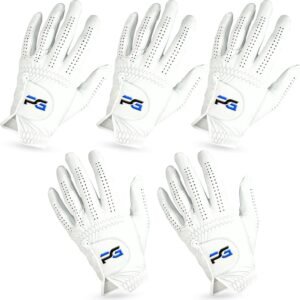 Gloves (5 Pack) Cabretta Leather, Premium Quality Mens Golf Gloves