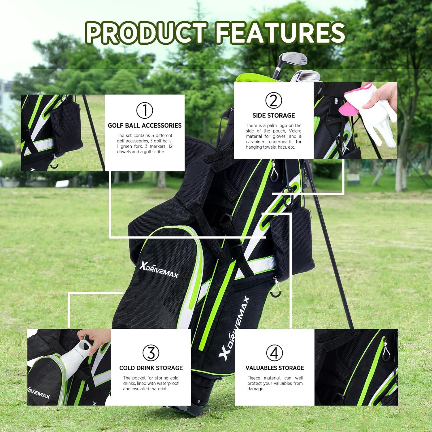 Golf Bag – Stand Bag & 15 Way Cart Bag for Men & Women, Lightweight, with Rain Cover, Cooler, Accessory Kit | Premium Golf Club Bags 2 Golf Bag – Stand Bag & 15 Way Cart Bag for Men & Women, Lightweight, with Rain Cover, Cooler, Accessory Kit | Premium Golf Club Bags - Image 2