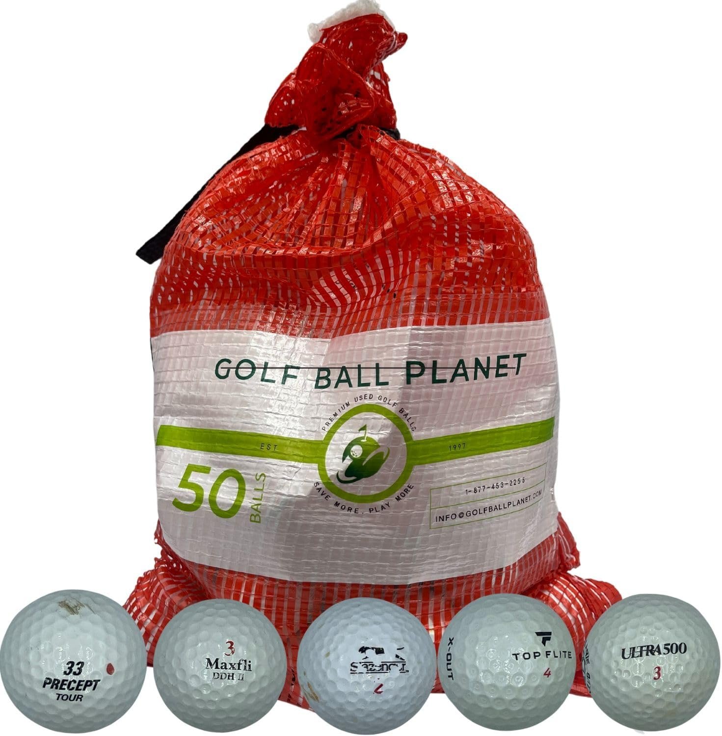 Golf Ball Planet 50 Ball Mesh Bag Hit Away Practice Used Golf Balls 1 Golf Ball Planet 50 Ball Mesh Bag Hit Away Practice Used Golf Balls