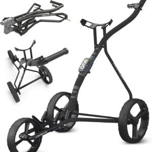 Golf Carts 3 Wheel Push Cart | 1-Step Folding Aircraft Grade Frame, Clear Design Concept Lightweight & Easy Handling