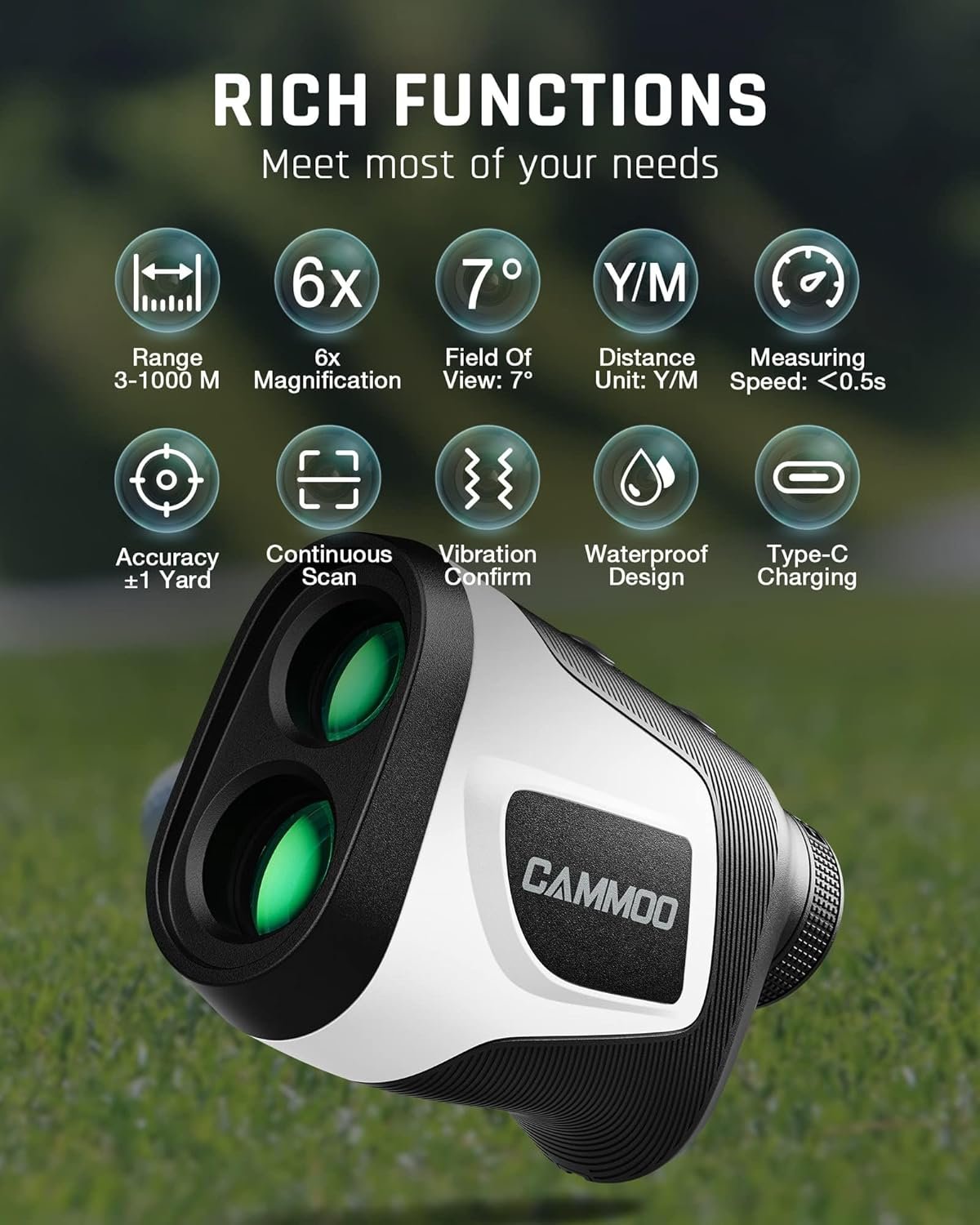 Golf Hunting Rangefinder with Slope, 1100Y Range Finder Golfing with 5 Mode, 6X Magnification, USB Charging, Clear&Accurate Measurement,Vibration Alert, for Hunting,Golfing, Measurement - M1000 2 Golf Hunting Rangefinder with Slope, 1100Y Range Finder Golfing with 5 Mode, 6X Magnification, USB Charging, Clear&Accurate Measurement,Vibration Alert, for Hunting,Golfing, Measurement - M1000 - Image 2