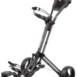 Golf Push Cart 3 Wheel with 360 Rotating Front Wheel, One Second to Open & Close, Lightweight Folding Golf Pull Cart with Foot Brake, Umbrella Holder, Cup Holder, & Storage Compartment