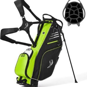 Golf Stand Bag 14 Way Top Dividers Full-Length with Stand, 8 Pockets, Cooler Pouch, Waterproof Golf Bag for Men, Dual Strap, Rain Hood