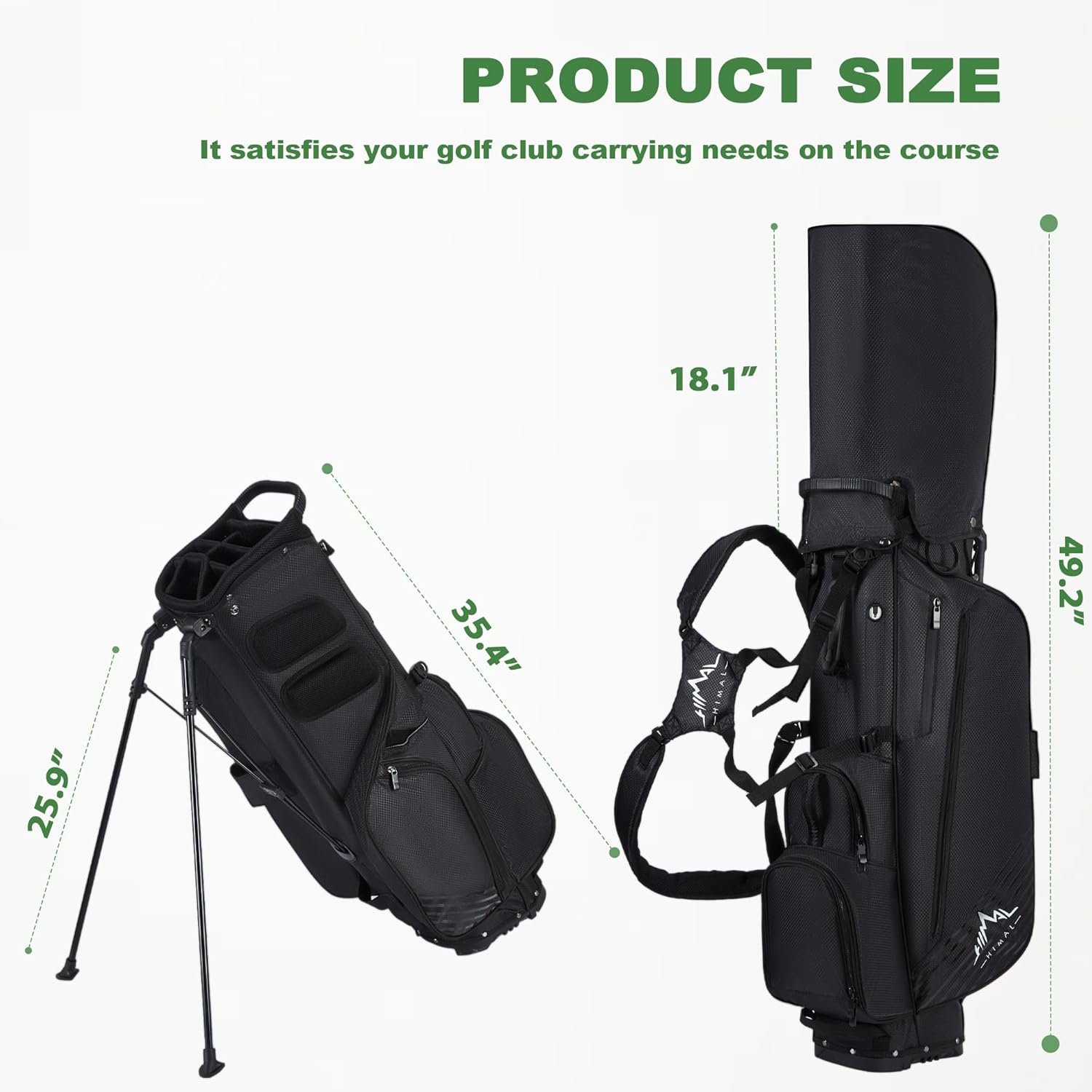 Golf Stand Bag with 8 Way Top Dividers, Golf Bags for Men Women, Lightweight Club Bags with Multiple Pockets, Dual Straps 2 Golf Stand Bag with 8 Way Top Dividers, Golf Bags for Men Women, Lightweight Club Bags with Multiple Pockets, Dual Straps - Image 2