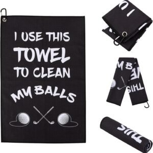 Golf Towel,Printed Golf Towels for Golf Bags with Clip,Golf Accessories Funny Golf Gifts for Men Golfers,Husband Boyfriend Dad,Birthday Gifts for Golf Fan-I Use This Towel to Wash My Balls (Golf#1)