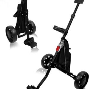 HOW TRUE 2 Wheel Foldable Golf Push Cart Collapsible Golf Trolley Push Pull Golf Cart Golf Hand Cart 2 Wheel Kids Golf cart Golf Bag cart