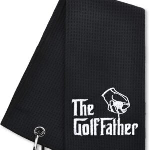 Hafhue The GolfFather Funny Golf Towel, Golf Gifts for Men Women, Golf Accessories for Men or Women, Birthday Gifts for Golf Fan, Retirement Gift for Men Dad Grandpa