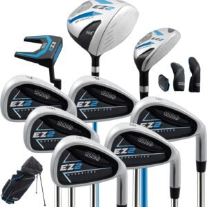 Izzo Golf EZ2 14 Piece Mens Right Hand Golf Club Set with Golf Bag - 14 Piece Complete Golf Club Set for Right Handed Golfers, Comes with Golf Bag