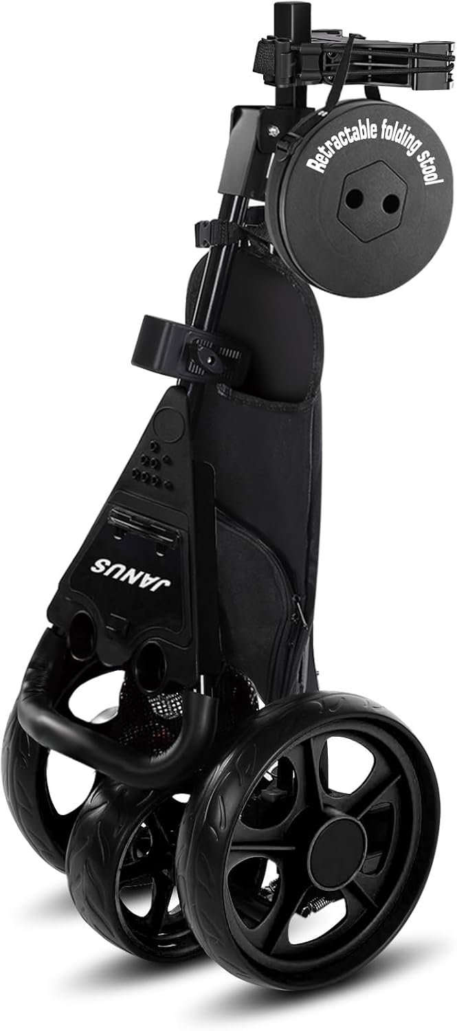 JANUS Golf Cart, Foldable Golf Push Cart, Golf Bag Cart, Fits Golf Stand Bag and Golf Cart Bags, Golf Caddy Cart with Optional Large Wing or Small Wing, Includes Ice Bag 2 JANUS Golf Cart, Foldable Golf Push Cart, Golf Bag Cart, Fits Golf Stand Bag and Golf Cart Bags, Golf Caddy Cart with Optional Large Wing or Small Wing, Includes Ice Bag - Image 2