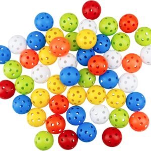 KOFULL 50/Pack Plastic Golf Balls, Practice Golf Balls, 42mm Colored Hollow Golf Practice Balls, Practice Golf Balls for Backyard, Swing Practice | Cat Balls