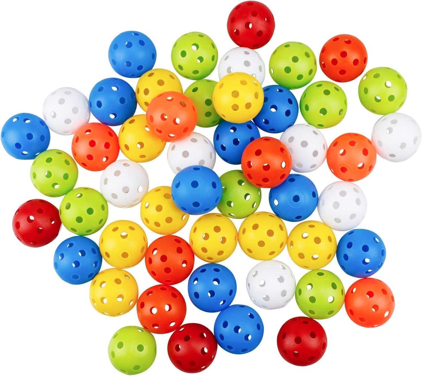 KOFULL 50/Pack Plastic Golf Balls, Practice Golf Balls, 42mm Colored Hollow Golf Practice Balls, Practice Golf Balls for Backyard, Swing Practice | Cat Balls 1 KOFULL 50/Pack Plastic Golf Balls, Practice Golf Balls, 42mm Colored Hollow Golf Practice Balls, Practice Golf Balls for Backyard, Swing Practice | Cat Balls