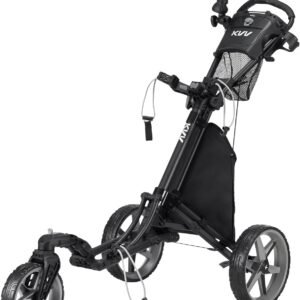 KVV 3 Wheel 360 Rotating Front Wheel Golf Push Cart Open and Close in ONE Second-Free Umbrella Holder Included