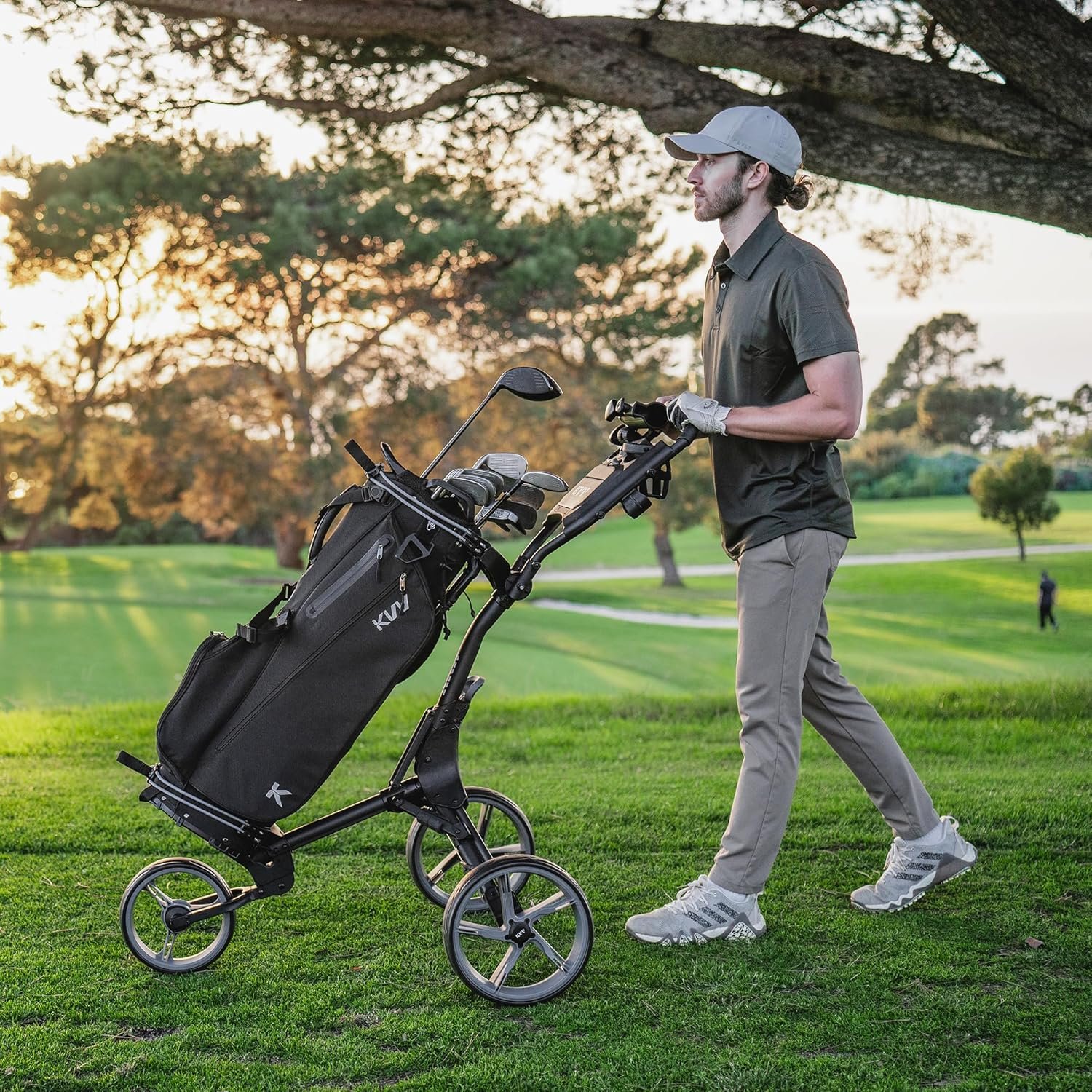 KVV 3 Wheel Golf Push Cart Ultra Lightweight Smallest Folding Size, New-Version Scorecard Holder 2 KVV 3 Wheel Golf Push Cart Ultra Lightweight Smallest Folding Size, New-Version Scorecard Holder - Image 2