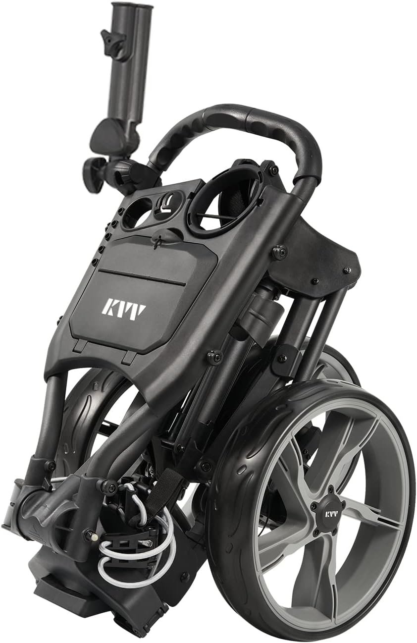KVV 3 Wheel Golf Push Cart Ultra Lightweight Smallest Folding Size, New-Version Scorecard Holder 1 KVV 3 Wheel Golf Push Cart Ultra Lightweight Smallest Folding Size, New-Version Scorecard Holder