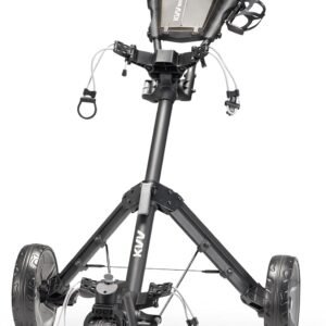 KVV Mini-Pro Deluxe Golf Cart for All Age Groups,Golf Push Cart with Adjustable Upper Bracket, 360 Swivel Front Wheel, Ultra-Compact Size（Charcoal）