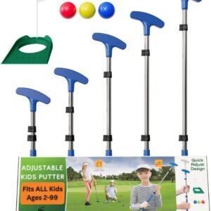 Kids Putter - Extendable Shaft for Junior Golfers - Adjustable Size for Right and Left Hand - Perfect Training Club for Kids - Includes 3 Balls, Cup with Flag